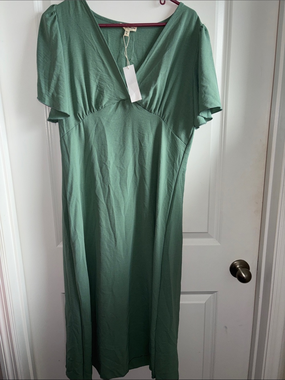 See You Monday Sage Green V-Neck Midi Dress